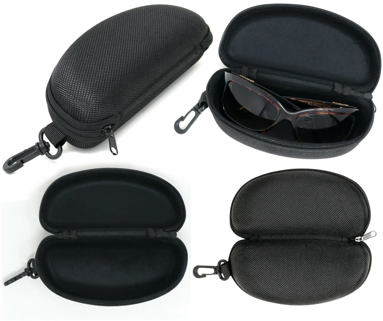 Double Sunglasses Case Bag Soft Portable Eyeglasses Pouch with Carabiner Clip 2