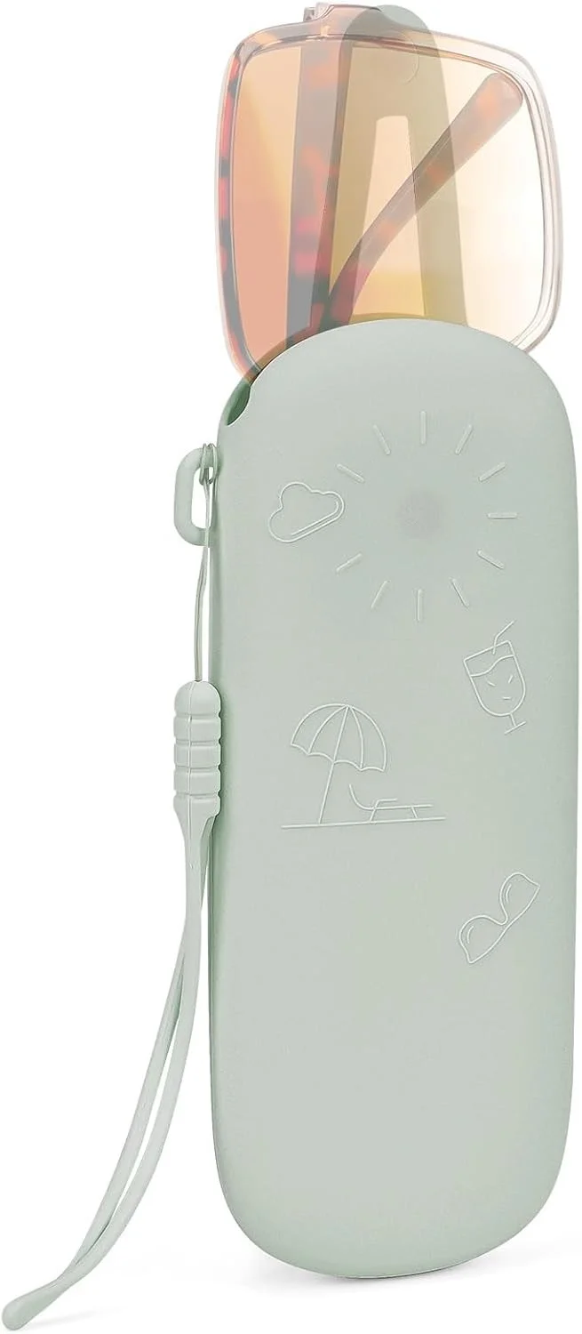 Double Sunglasses Case Soft Portable Eyeglasses Pouch with Carabiner Clip 3
