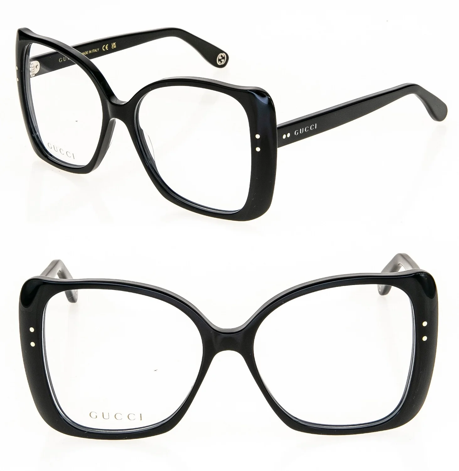 GUCCI 0473 Black Oversized Retro Eyeglasses 55mm GG0473O Optical Frame 001