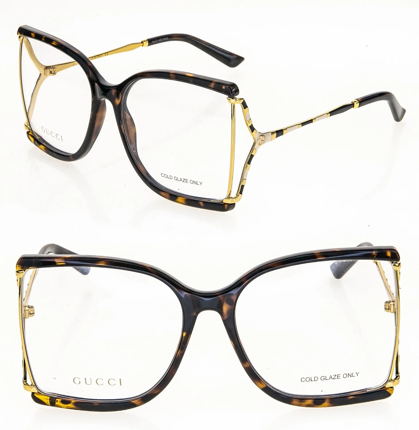 GUCCI 0592 Brown Gold Oversized Retro Eyeglasses 60mm GG0592O Optical Frame 002