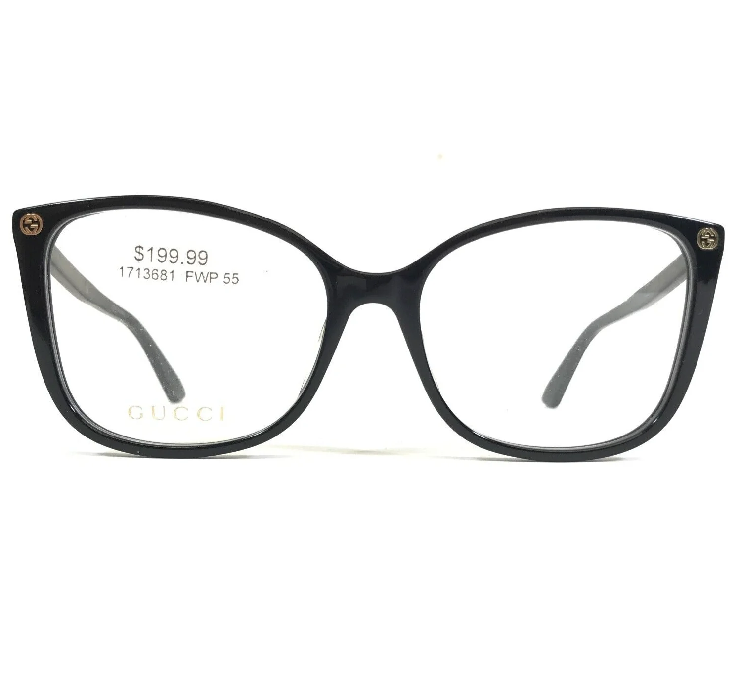 Gucci Eyeglasses Frames GG0026O 008 Black Oversized Cat Eye Full Rim 55-17-140 2