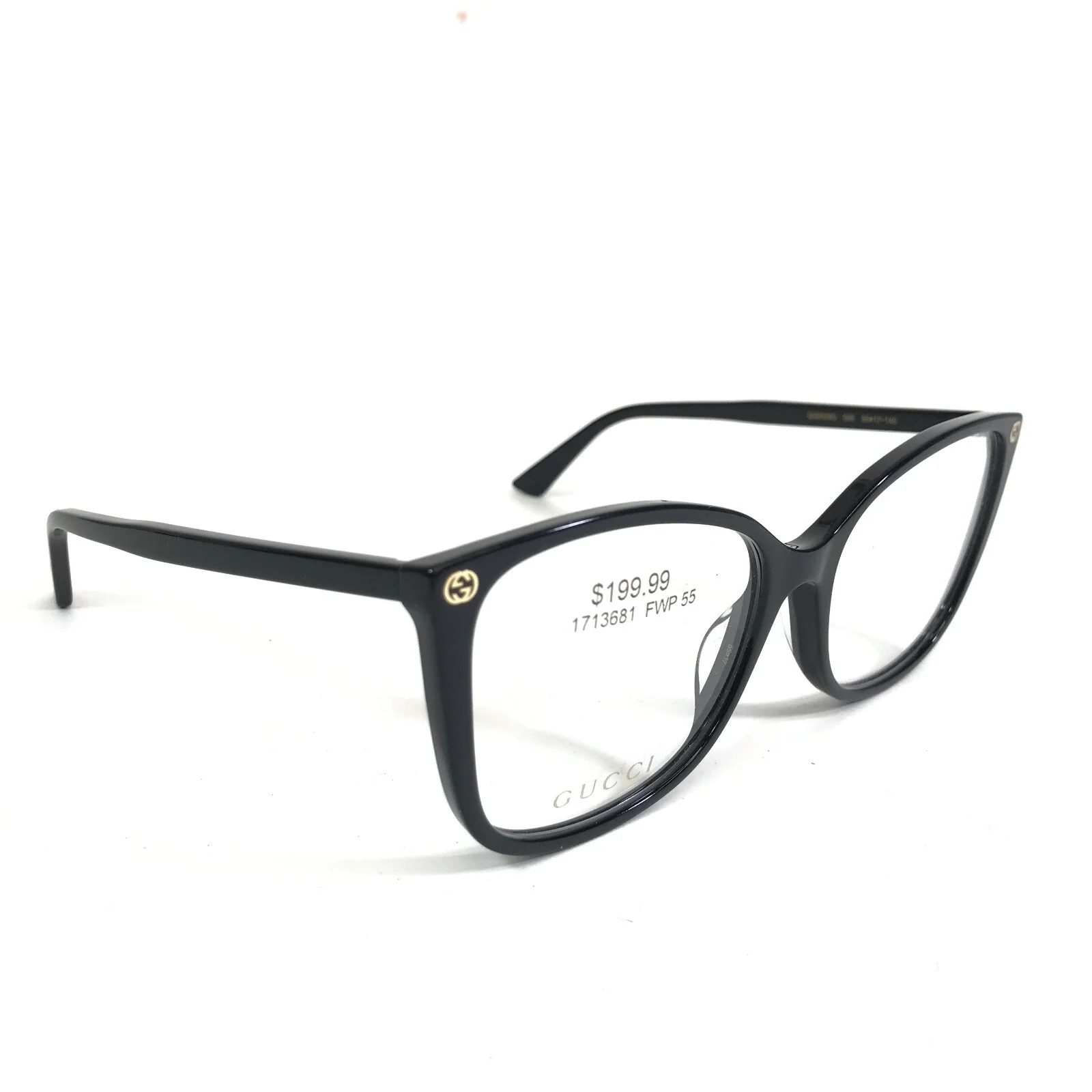 Gucci Eyeglasses Frames GG0026O 008 Black Oversized Cat Eye Full Rim 55-17-140 3