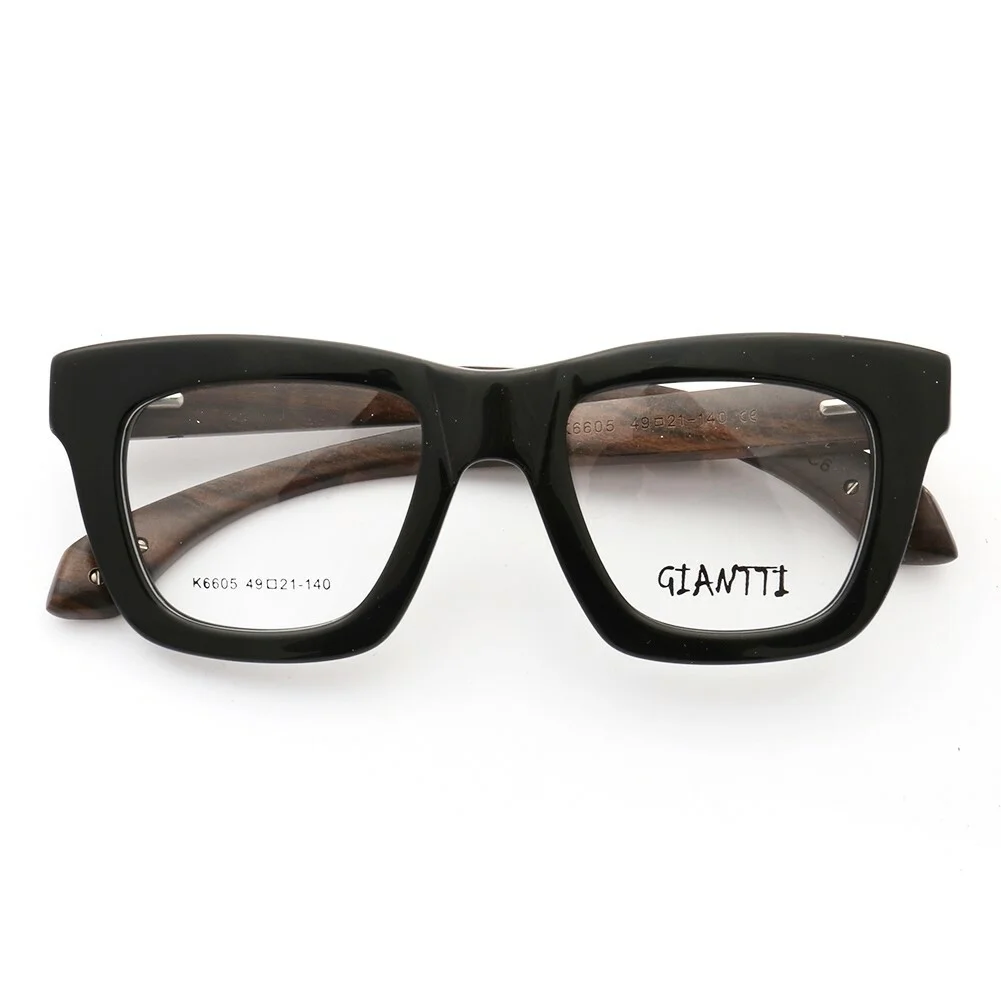 Mens Womens Vintage Wood Eyeglass Frames Thick Oversized Square Glasses Wooden