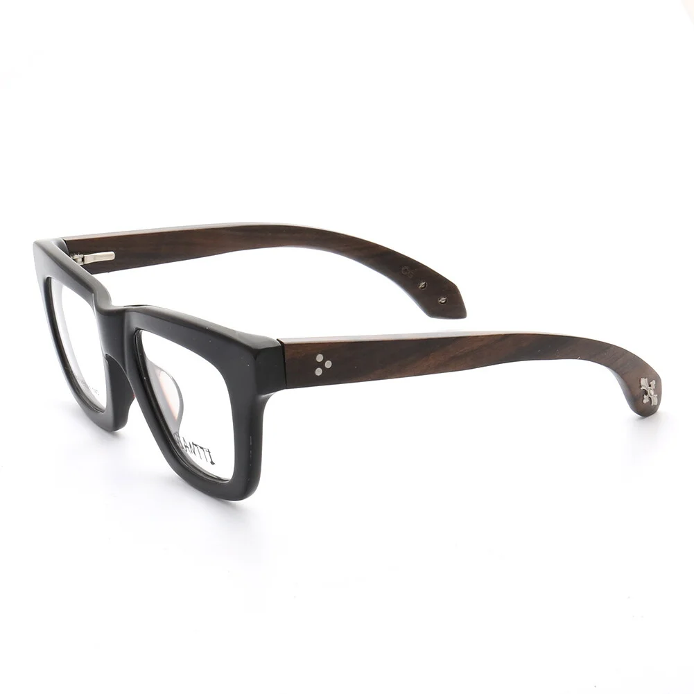 Mens Womens Vintage Wood Eyeglass Frames Thick Oversized Square Glasses Wooden 2