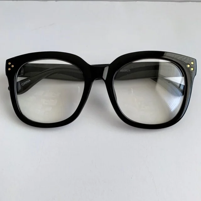 Oversized Big Audry Square Black Gold Pins Clear Lens Women Frames Eyeglasses L 2