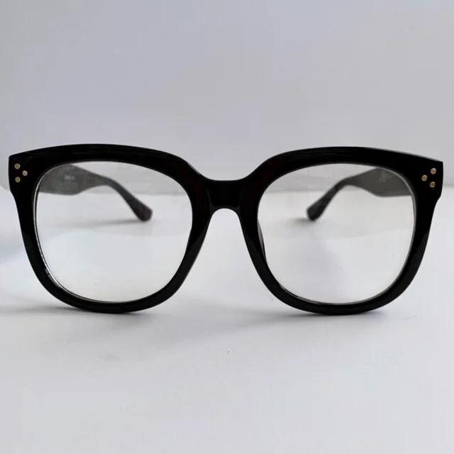 Oversized Big Audry Square Black Gold Pins Clear Lens Women Frames Eyeglasses L 3