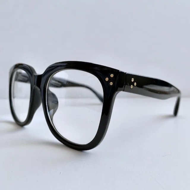 Oversized Big Audry Square Black Gold Pins Clear Lens Women Frames Eyeglasses L 4