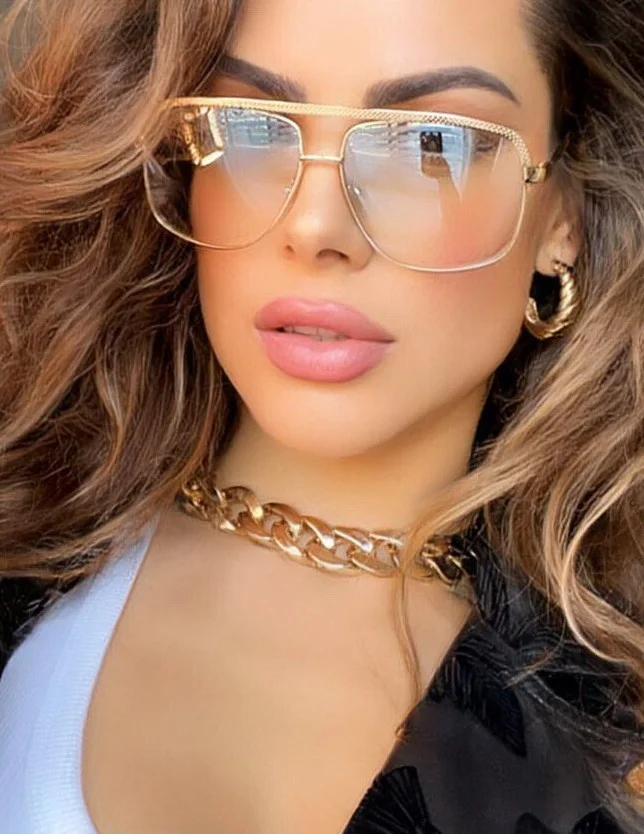 OVERSIZED Square Retro "Hailey" Women Eyeglasses Clear Lens SHADZ GAFAS 2