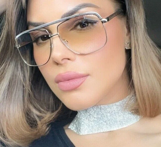 OVERSIZED Square Retro "Hailey" Women Eyeglasses Clear Lens SHADZ GAFAS 4