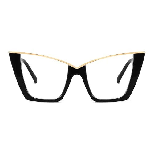 Prescription Eyeglasses Gold And Black Oversize Large Frame