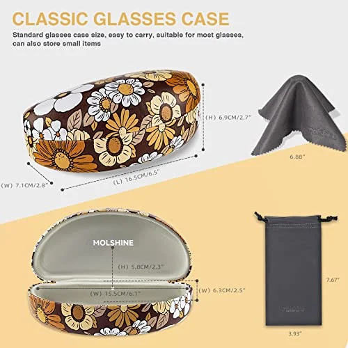 Seven Flowers Oversized Sunglasses Case Large Eyeglass Case Women Eyewear Pouch 2