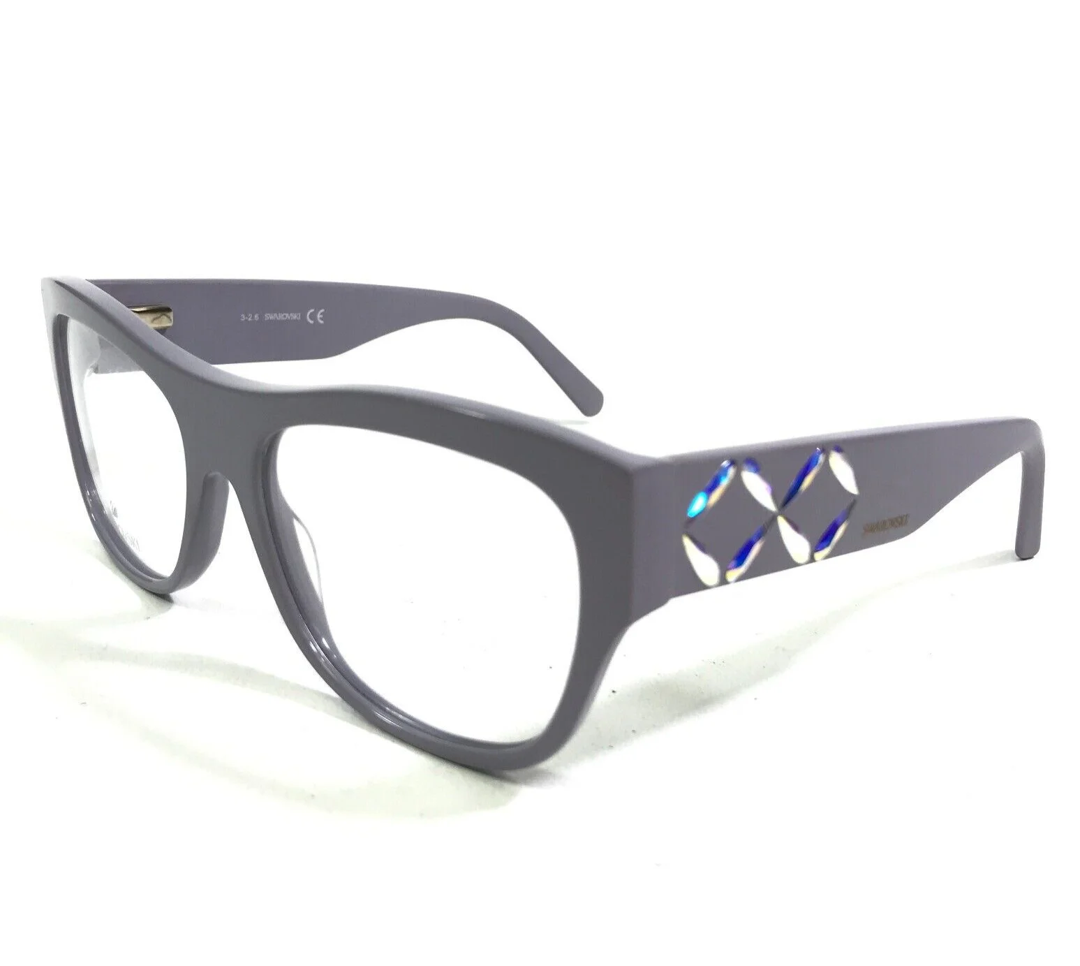 Swarovski Eyeglasses Frames SW5213 078 Oversized Muted Purple Crystals 53-16-140