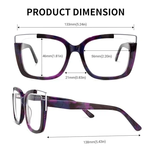 Vooglam Oversize Square Eyeglasses for Women with Non-prescription Clear Lens... 3