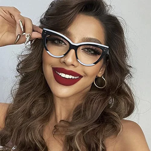 Womens 2 Piece Black & White, Anti Blue Light Non-prescription Eyeglasses 2