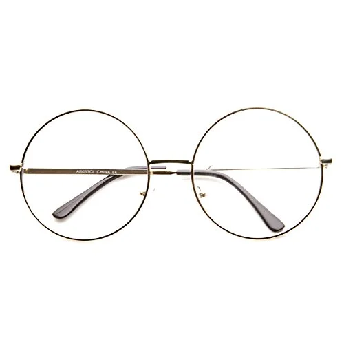 zeroUV Blue Light Blocking UV400 Large Oversized Metal Frame Clear Lens Round Circle Eyeglasses, Mens and Womens Style 60mm (Gold) 2